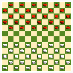 12×12 board, starting position in Canadian draughts